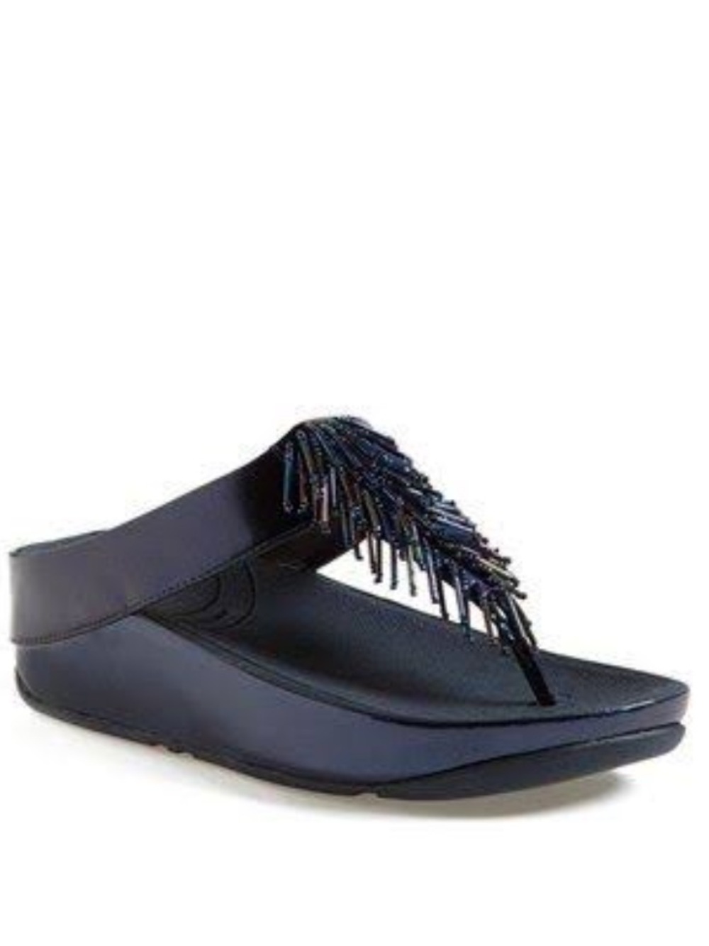FitFlop Black Cha Cha Beaded Fringe Sandals